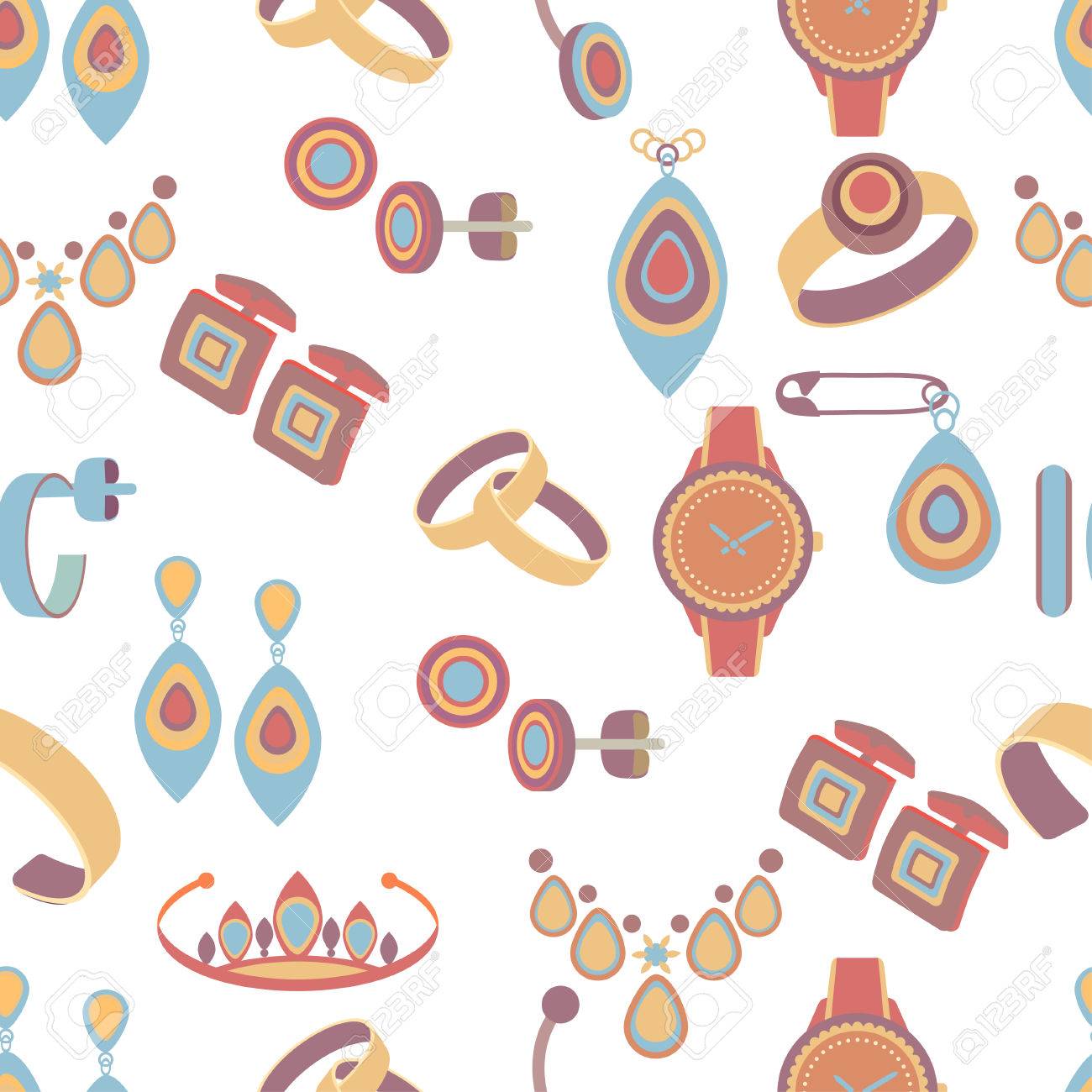 jewelry seamless pattern vector background multicolored cartoon
