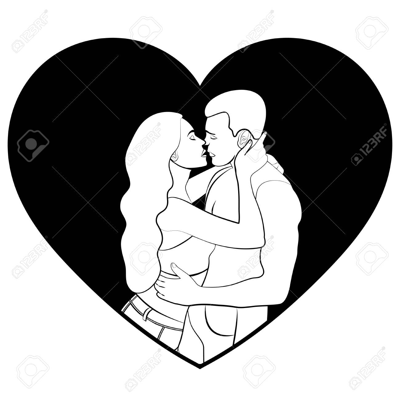 Premium Vector Couple in love embracing and kiss together black