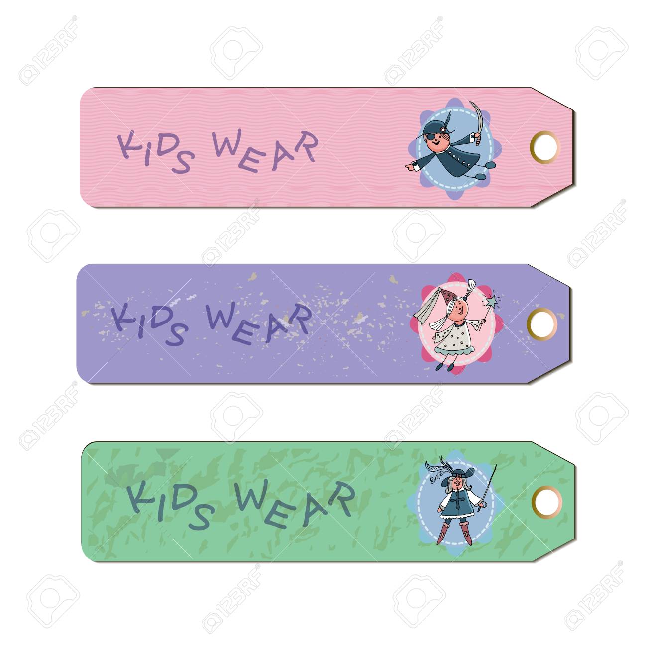 kids wear labels cartoon characters fairy pirate musketeer business cards for kids