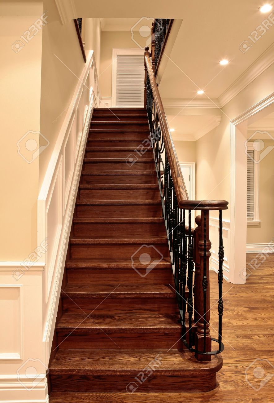 Elegant Oak Stairs In Luxury House Stock Photo Picture And Royalty Free Image Image 10907509
