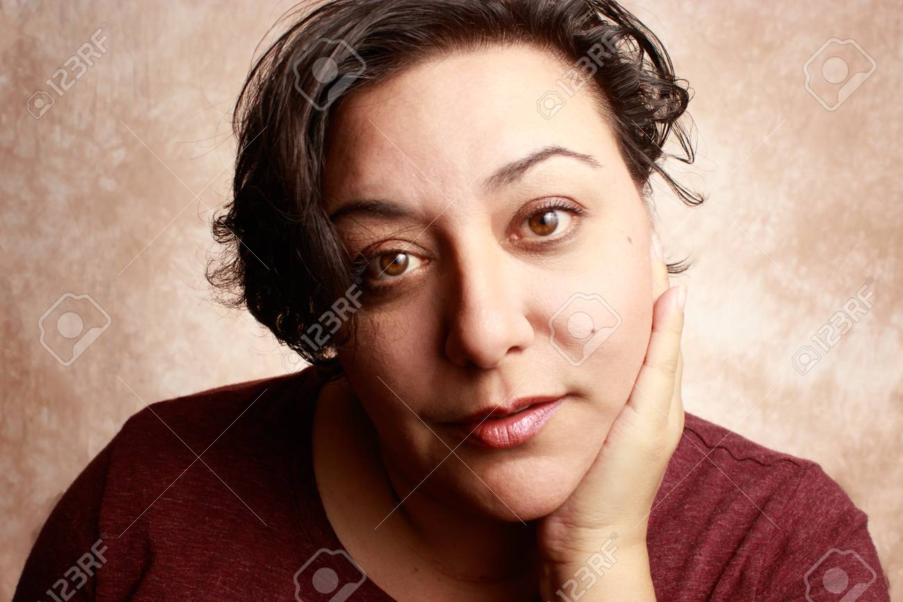 Beautiful Mature Mixed Race Woman Wearing Short Hairstyle Stock