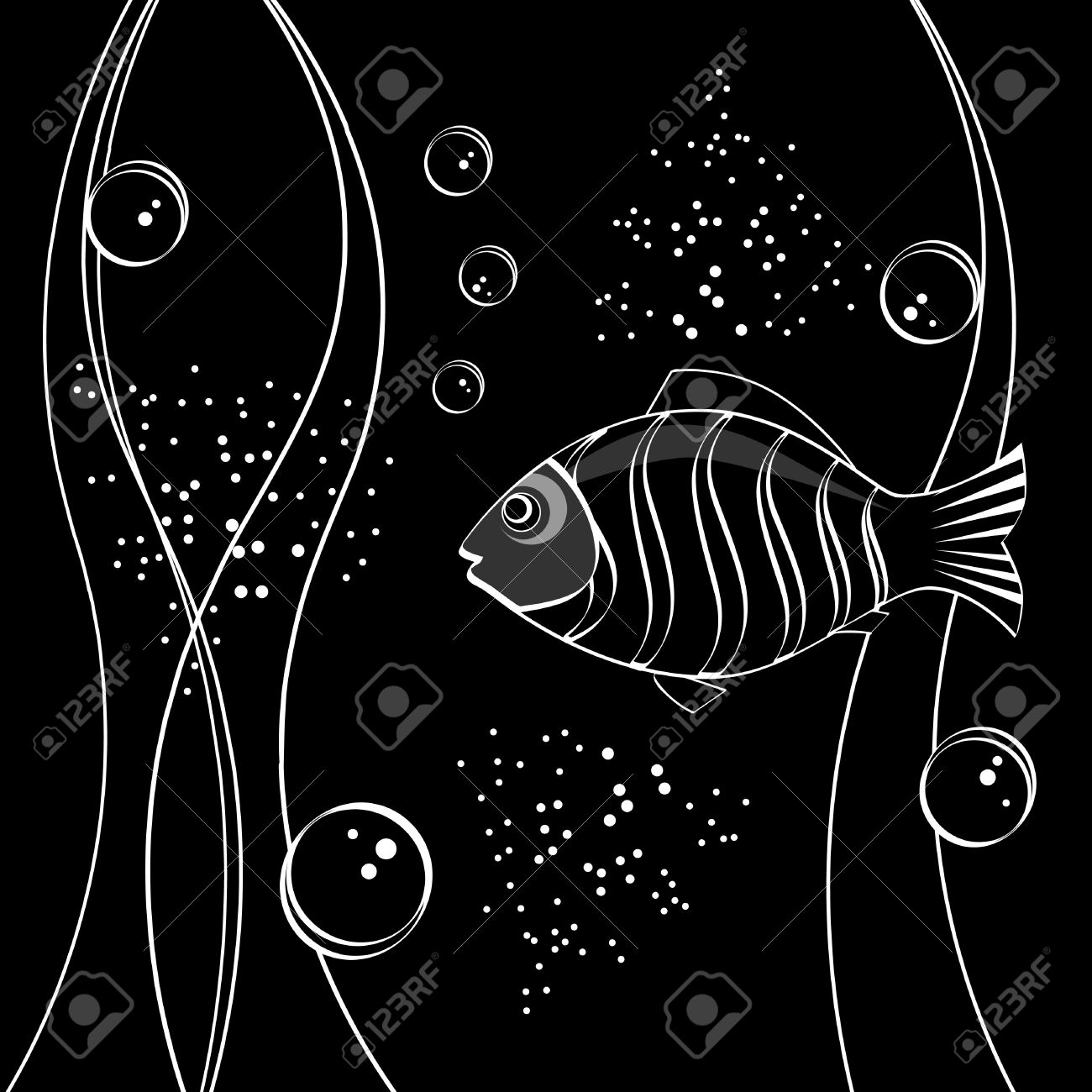 水中のシーン 魚 海藻 泡 ベクトル イラスト のイラスト素材 ベクタ Image
