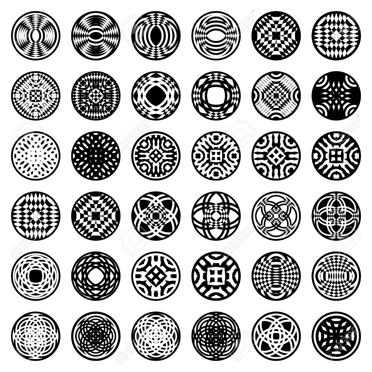 Patterns In Circle Shape. 36 Design Elements. Set 2. Vector Art. Royalty  Free SVG, Cliparts, Vectors, and Stock Illustration. Image 11871551.