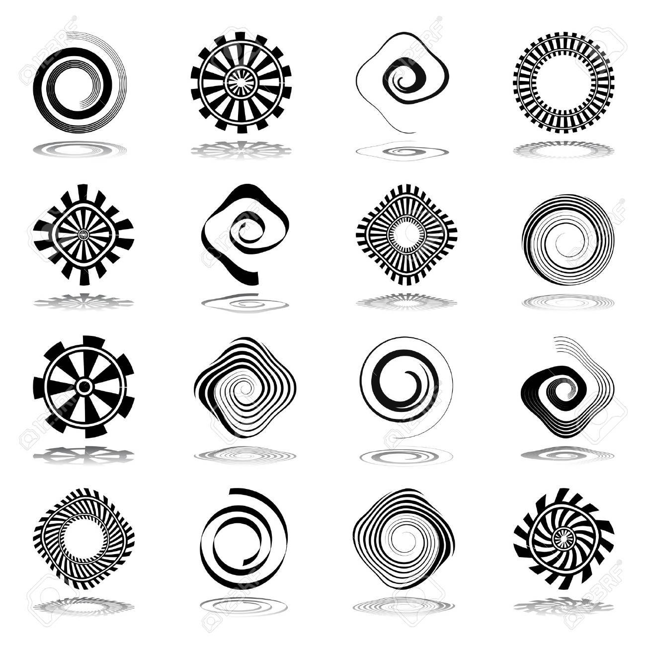 Design elements set. Spiral and rotation abstract icons. Vector art. - 39205653 Design elements set. Spiral and rotation abstract icons. Vector art. - 39205653