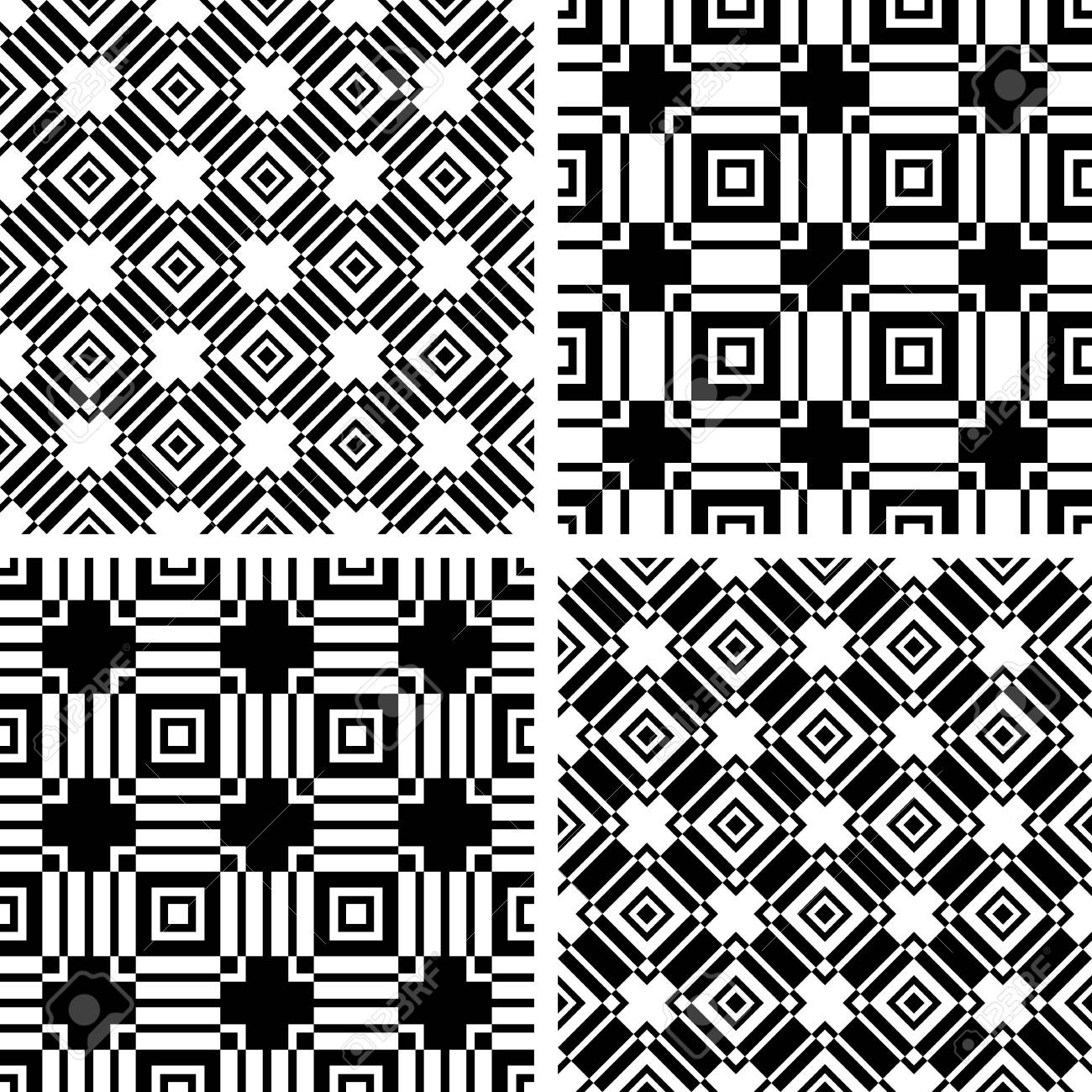 seamless black and white patterns set abstract geometric textures abstract art black and white patterns