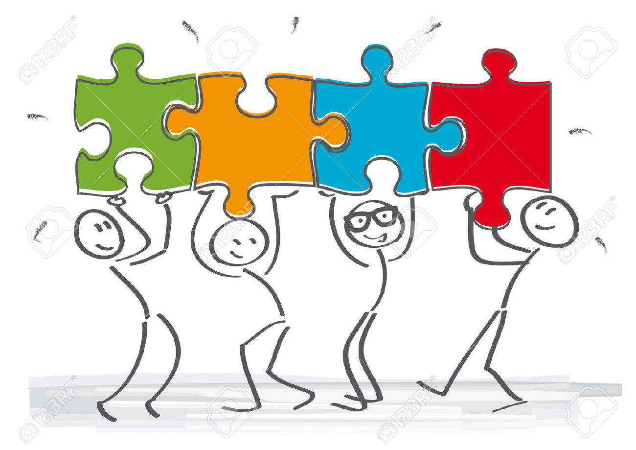 work together – stick figures with puzzle pieces - 63947672 work together – stick figures with puzzle pieces - 63947672