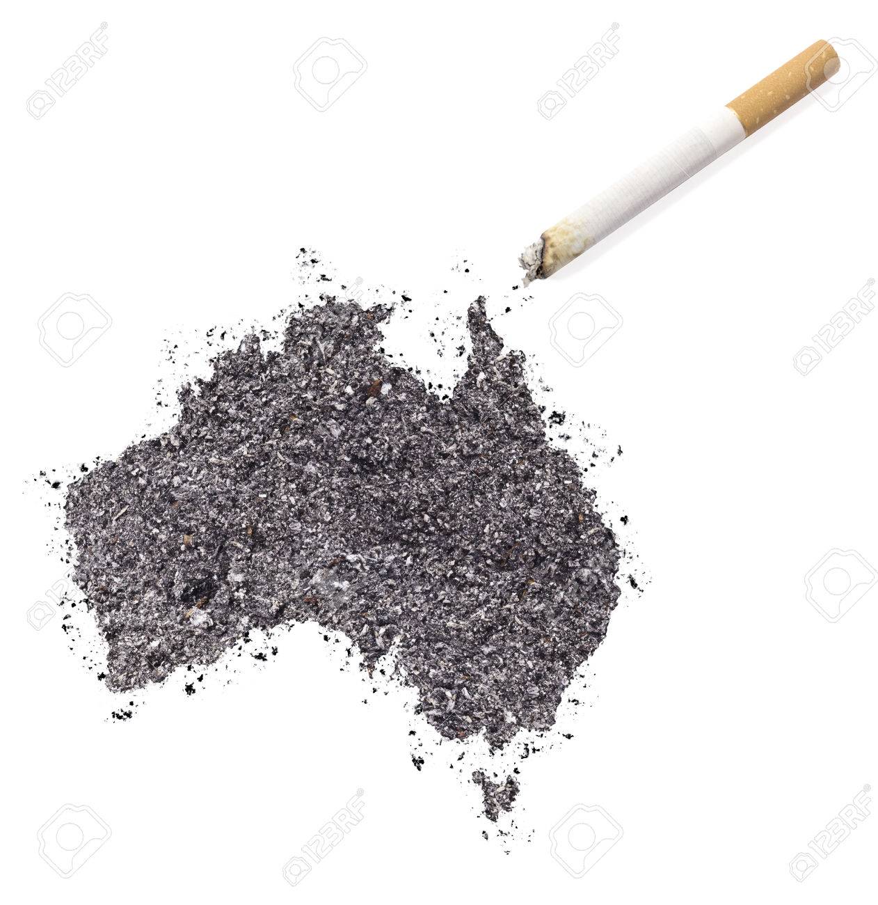 オーストラリアの国の形はタバコの灰 タバコから成っています シリーズ の写真素材 画像素材 Image