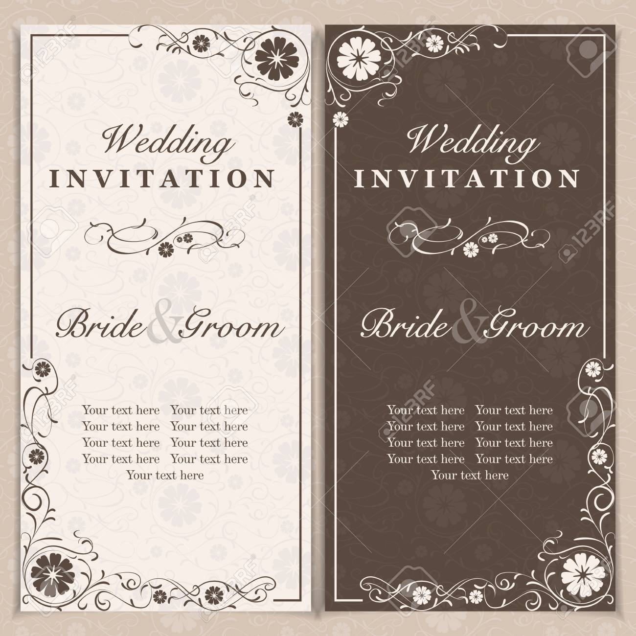 蘭の花 ベクトル イラストの結婚式招待状セット のイラスト素材 ベクタ Image