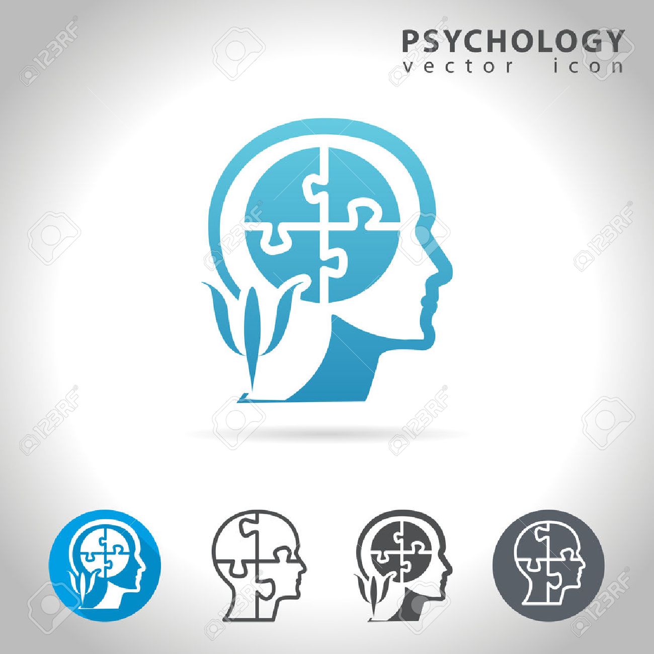 心理学のアイコン セット パズル頭心アイコン イラスト集のイラスト素材 ベクタ Image