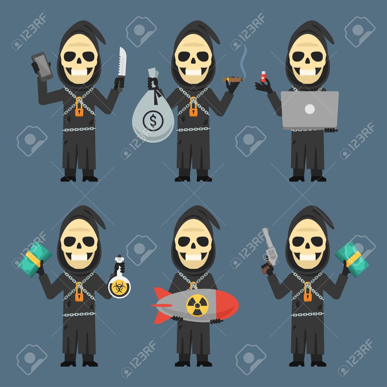 死のノート パソコンの携帯電話爆弾兵器お金を入れる のイラスト素材 ベクタ Image