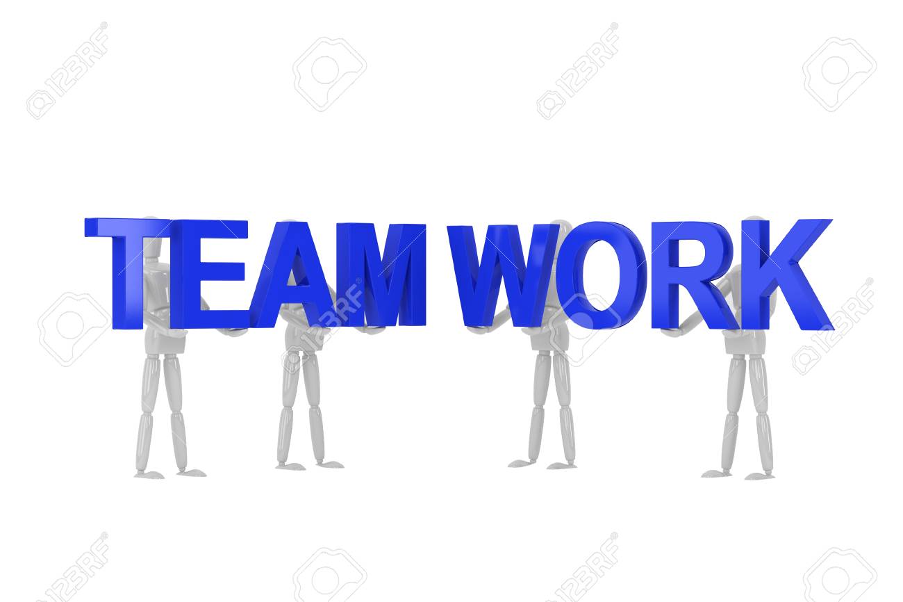 three dimention model render team work word in isolate with clipping