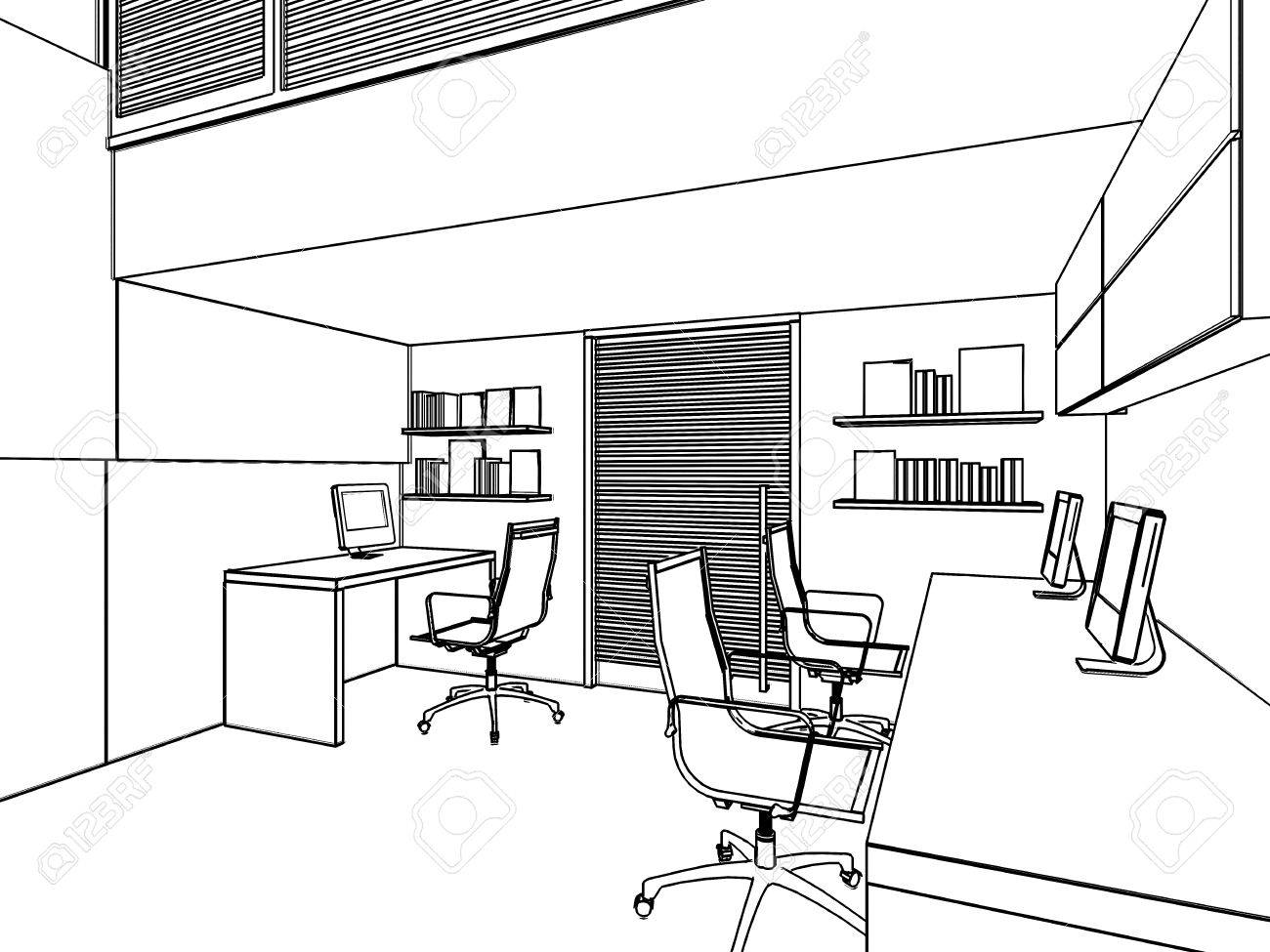 Outline Sketch Drawing Perspective Of A Interior Space Office Stock Photo Picture And Royalty Free Image Image Outline Sketch Drawing Perspective Of A Interior Space Office Stock Photo Picture And Royalty Free Image Image