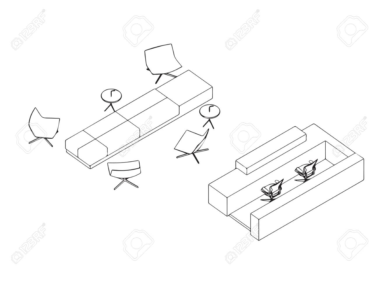 interior outline sketch drawing perspective office royalty free perspective office