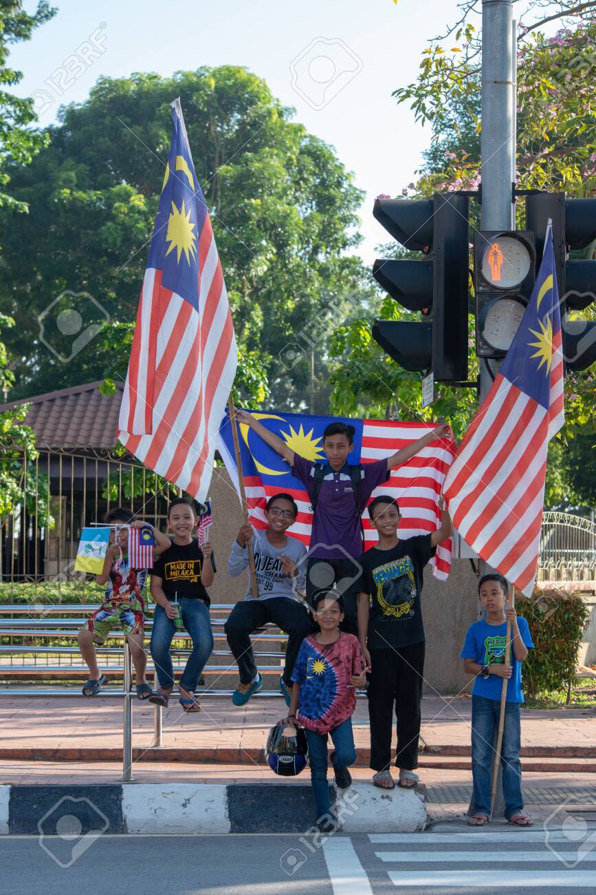 George Town, Penang/Malaysia - Aug 31 2017: Patriotic Kids Enjoy 