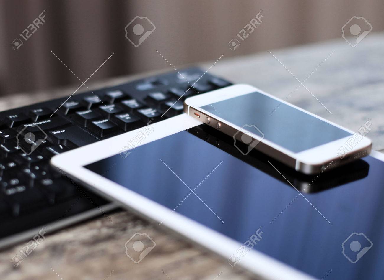 Modern workplace with digital tablet computer and mobile phone - 36503649 Modern workplace with digital tablet computer and mobile phone - 36503649