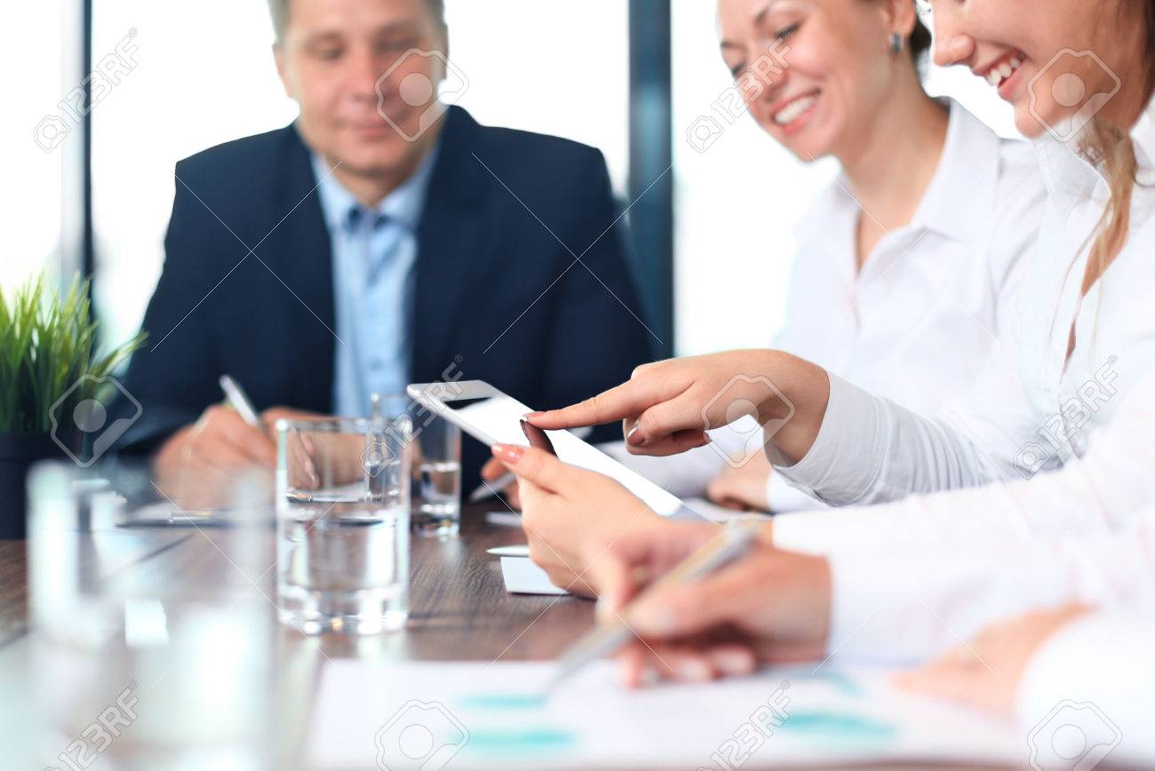 Business adviser analyzing financial figures denoting the progress in the work of the company - 42437106 Business adviser analyzing financial figures denoting the progress in the work of the company - 42437106