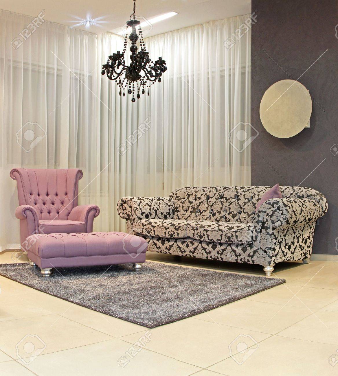 Modern living room corner with vintage furniture stock photo ...