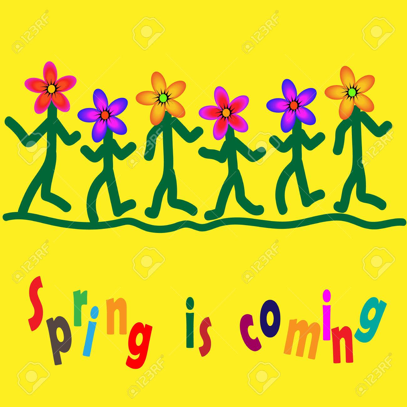 Spring Background With Running Flowers The Idea For Kids Or Royalty Free Cliparts Vectors And Stock Illustration Image
