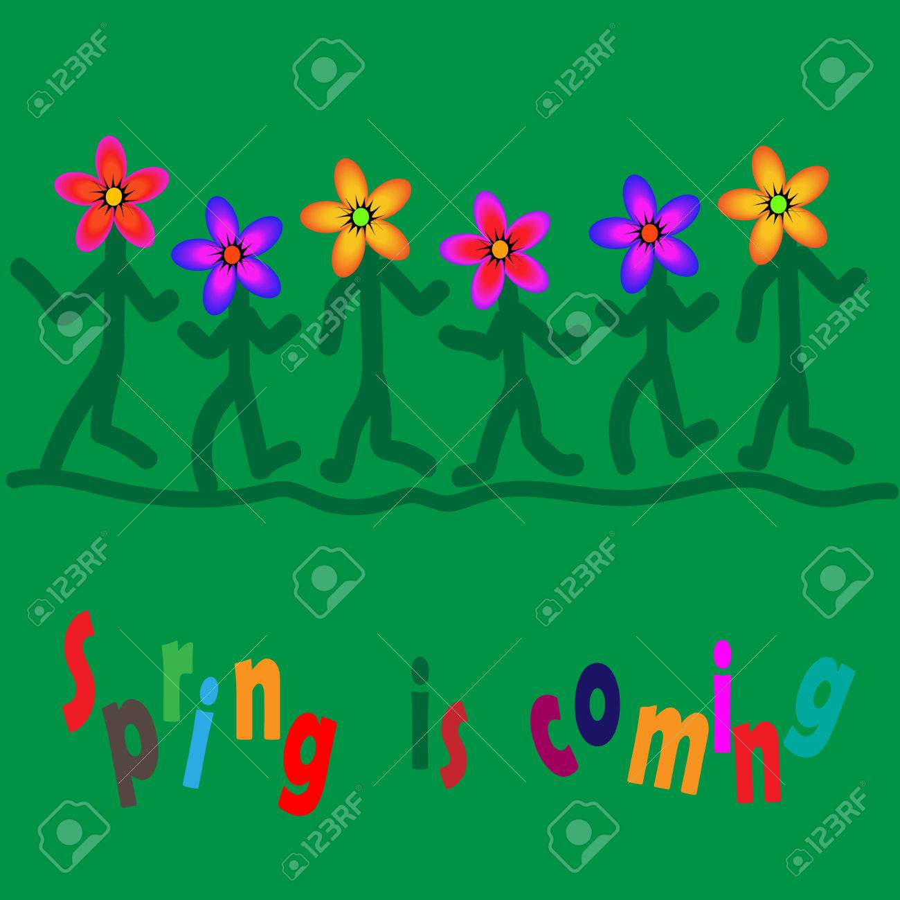 Spring Background With Running Flowers The Idea For Kids Or Royalty Free Cliparts Vectors And Stock Illustration Image