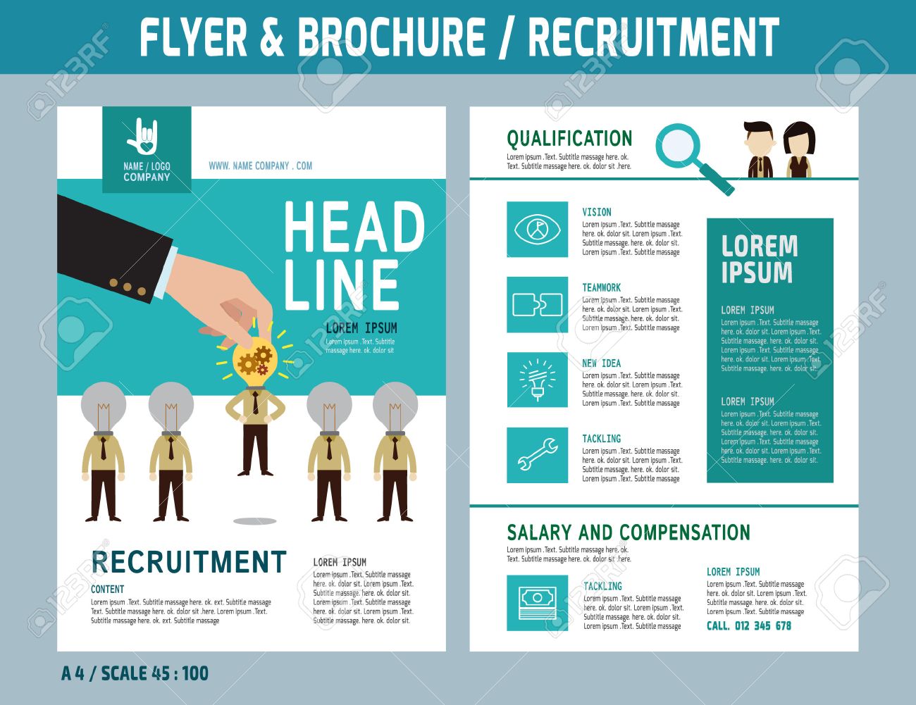 Recruitment Flyer Design Vector Template In A22 Size.Brochure And Inside Recruitment Flyer Template