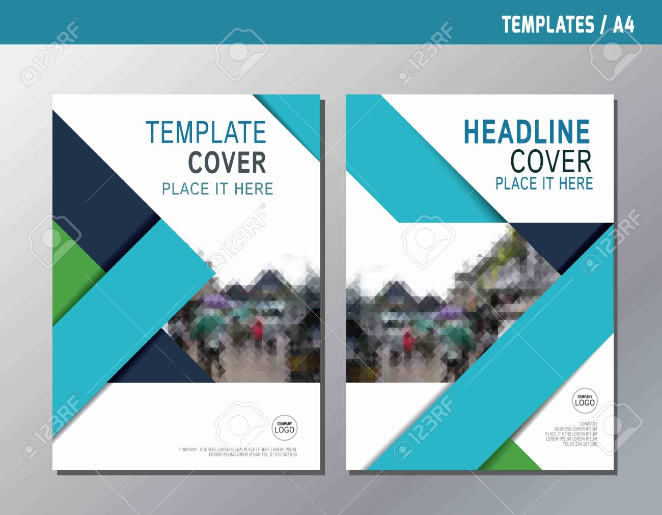 blue abstract flat vector annual report leaflet brochure template flat brochure