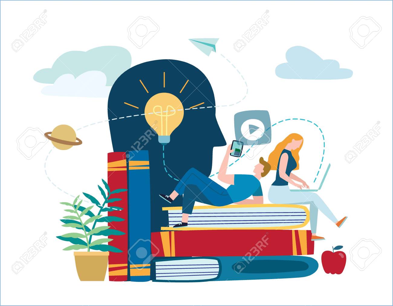 small people learn and gain knowledge. vector illustration. - 99993469 small people learn and gain knowledge. vector illustration. - 99993469