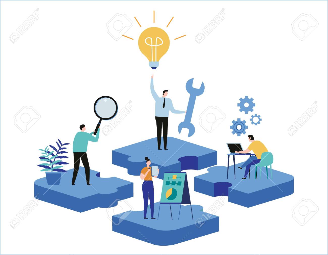 Finding new ideas. problem solving. Vector illustration banner.Teamwork search for solutionsMiniature people team workingflat cartoon design for web mobile - 101656860 Finding new ideas. problem solving. Vector illustration banner.Teamwork search for solutionsMiniature people team workingflat cartoon design for web mobile - 101656860