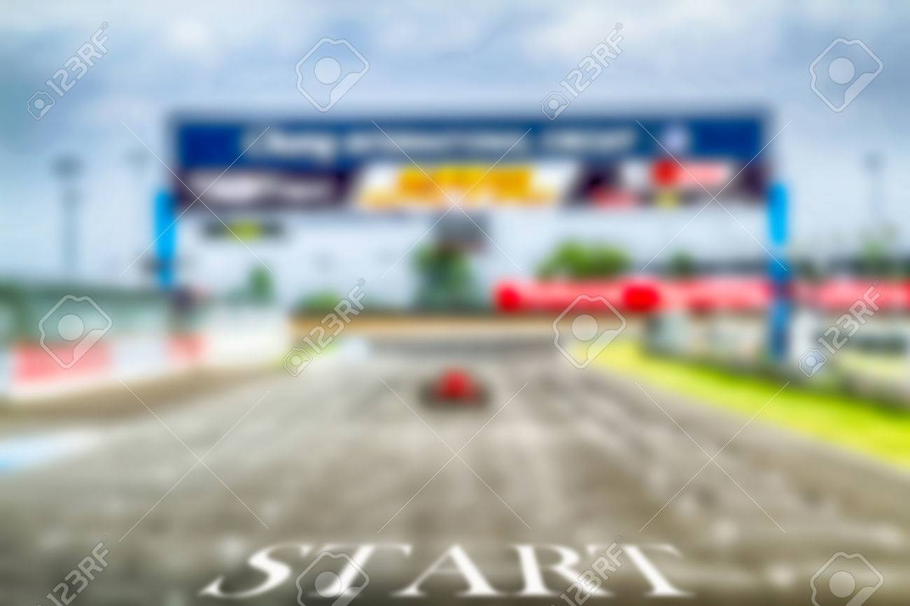 hdr car racing start track and finish background stock photo