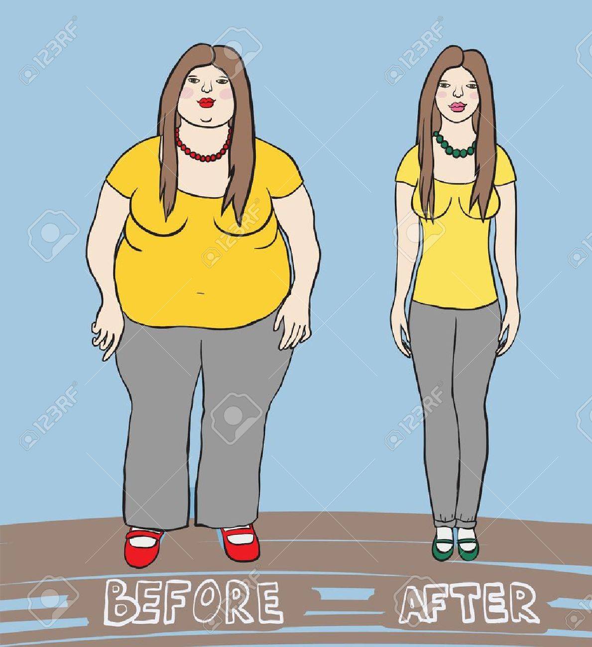 食事の後の前に女性のイラストのイラスト素材 ベクタ Image
