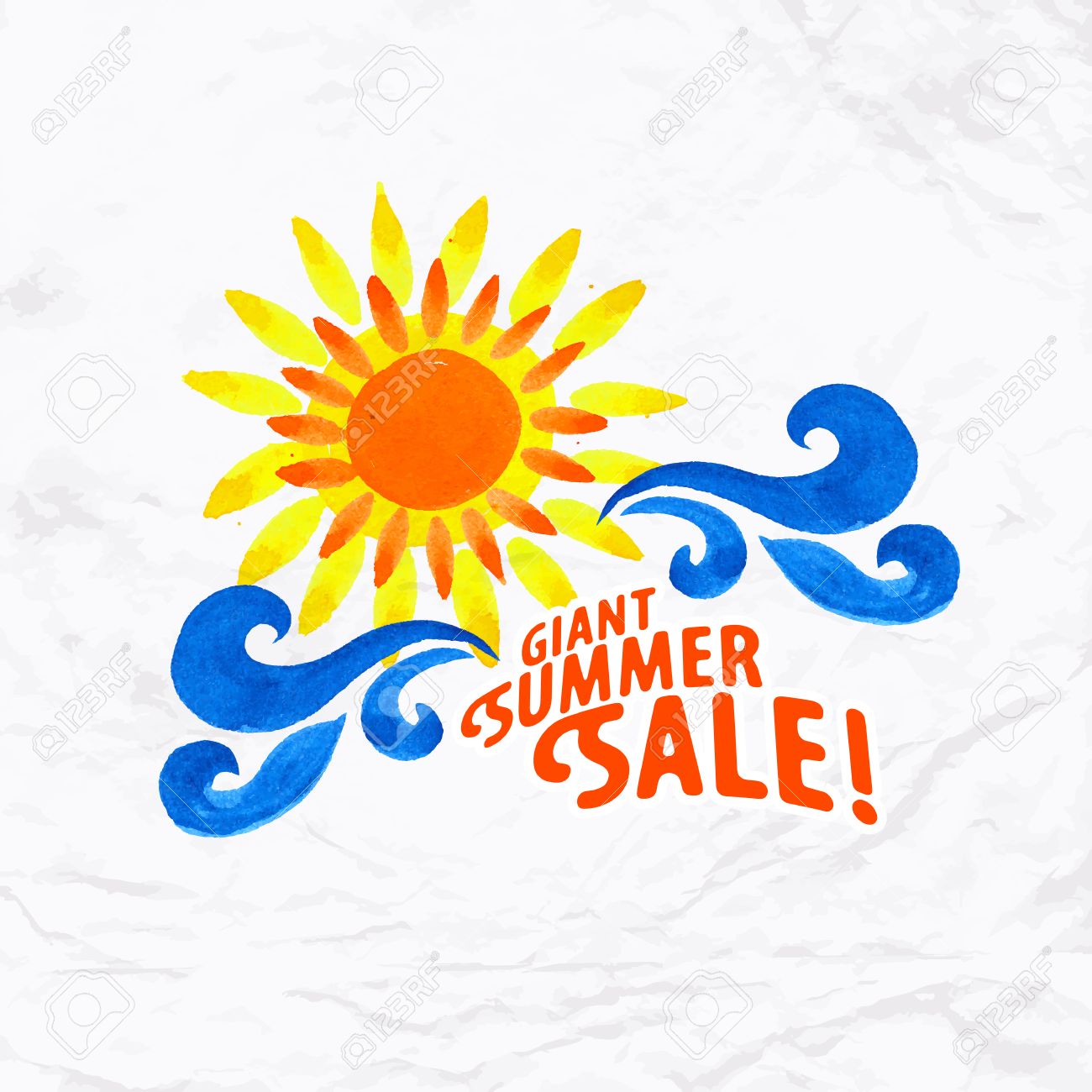 ベクトル太陽 波 水のしぶきとテキストと水彩のロゴ デザイン テンプレートと肯定的な態度 家族での休暇 友情 慈善団体 地域社会 ヘルプ 気づき ケアと共有の概念のイラスト素材 ベクタ Image