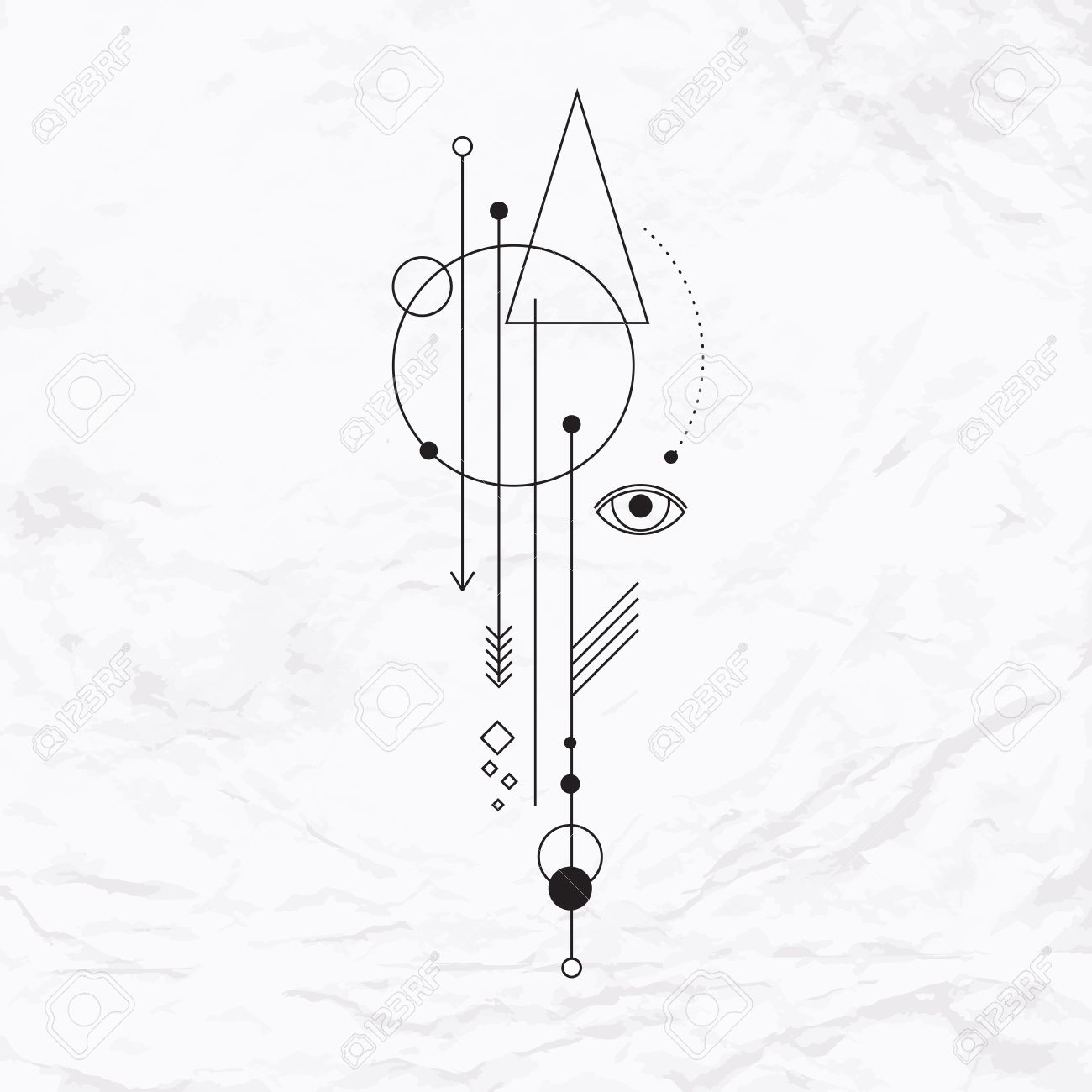Signo Místico Abstracto Con Formas Geométricas Triángulos Galones