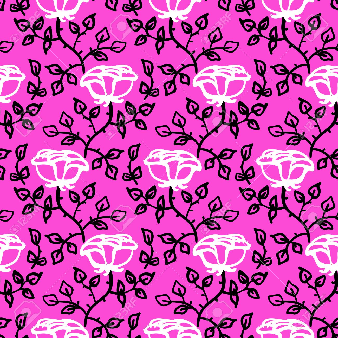 Jahrgang Blumenmuster Mit Grossen Weissen Tee Rosen Auf Rosa