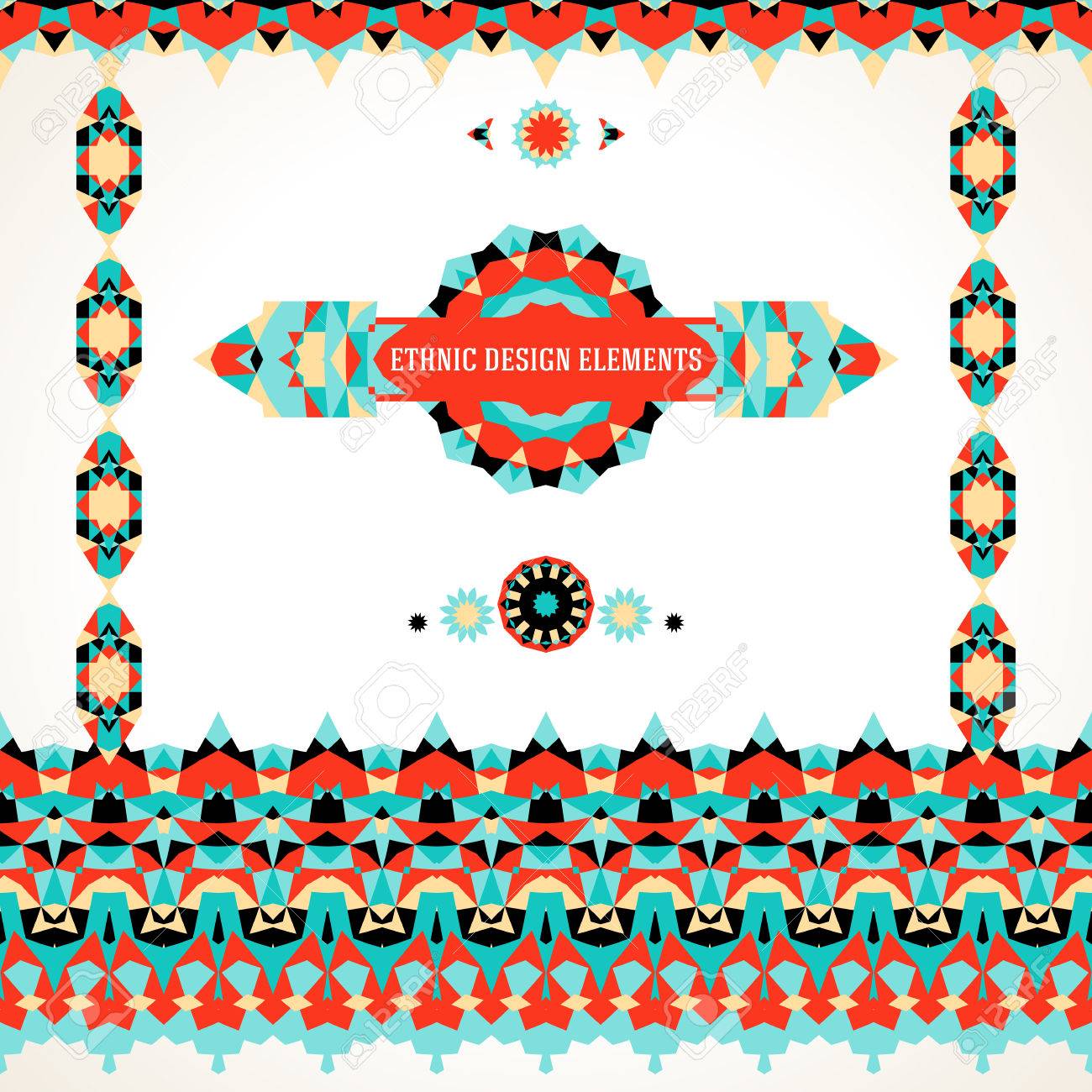 Vector Ethnic Colorful Set Of Design Elements For Bohemian Decor