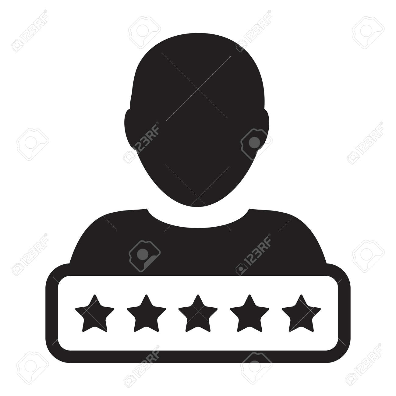 社会信用スコアシステムの星評価アイコンベクトル男性ユーザー個人プロフィールアバターシンボルのグリフピクトグラムイラストのイラスト素材・ベクター  Image 171402549