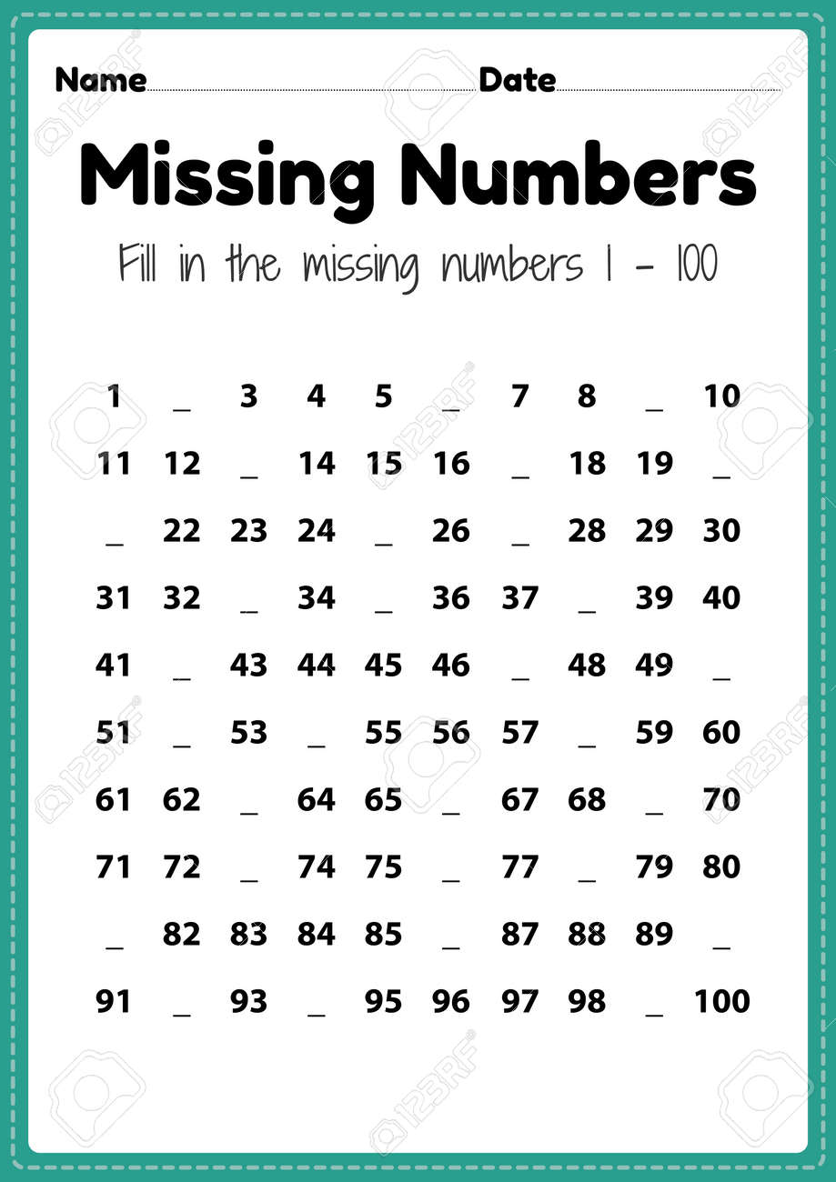maths-worksheets-missing-numbers-1-to-100-printable-sheet-for-preschool-and-kindergarten-kids-activity-to-learn-basic-mathematics-skills-royalty-free-svg-cliparts-vectors-and-stock-illustration-image-173410872