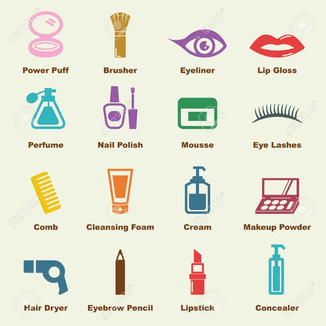 cosmetic elements vector infographic icons royalty free cliparts