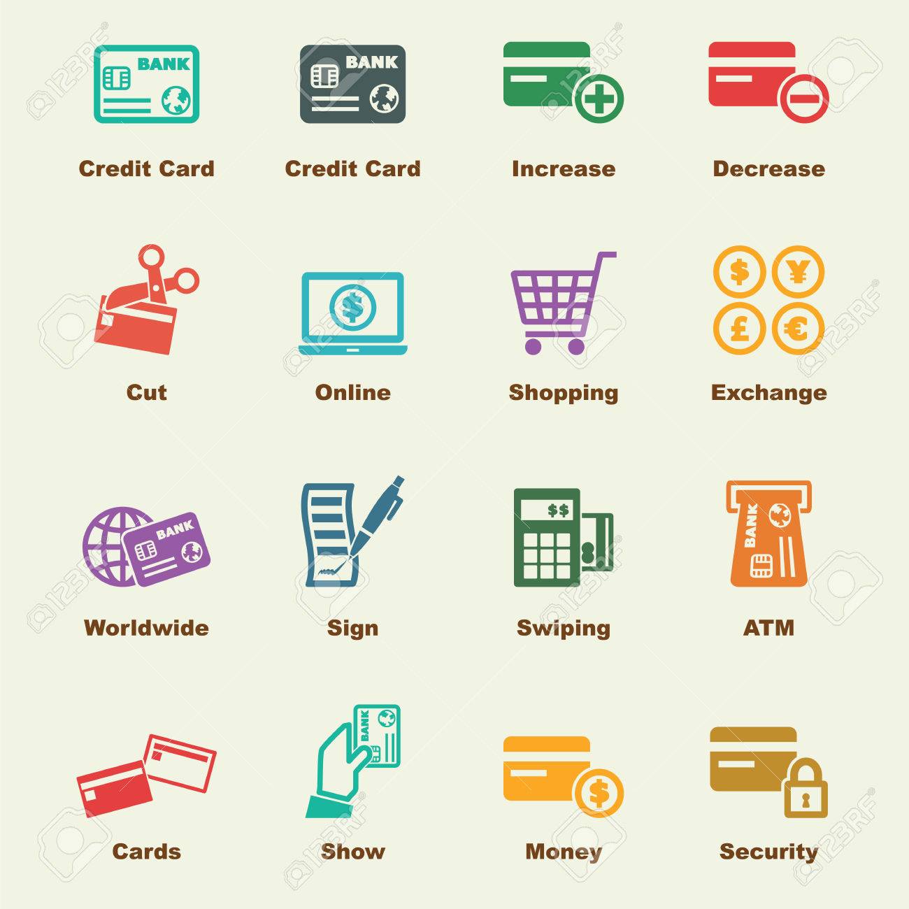 credit card elements vector infographic icons royalty free cliparts