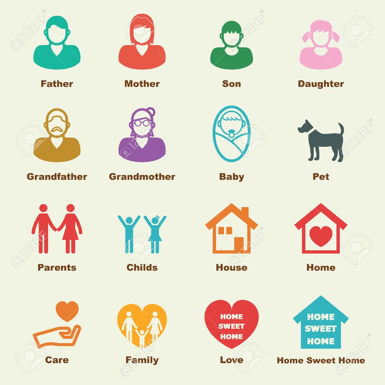 family elements vector infographic icons royalty free cliparts