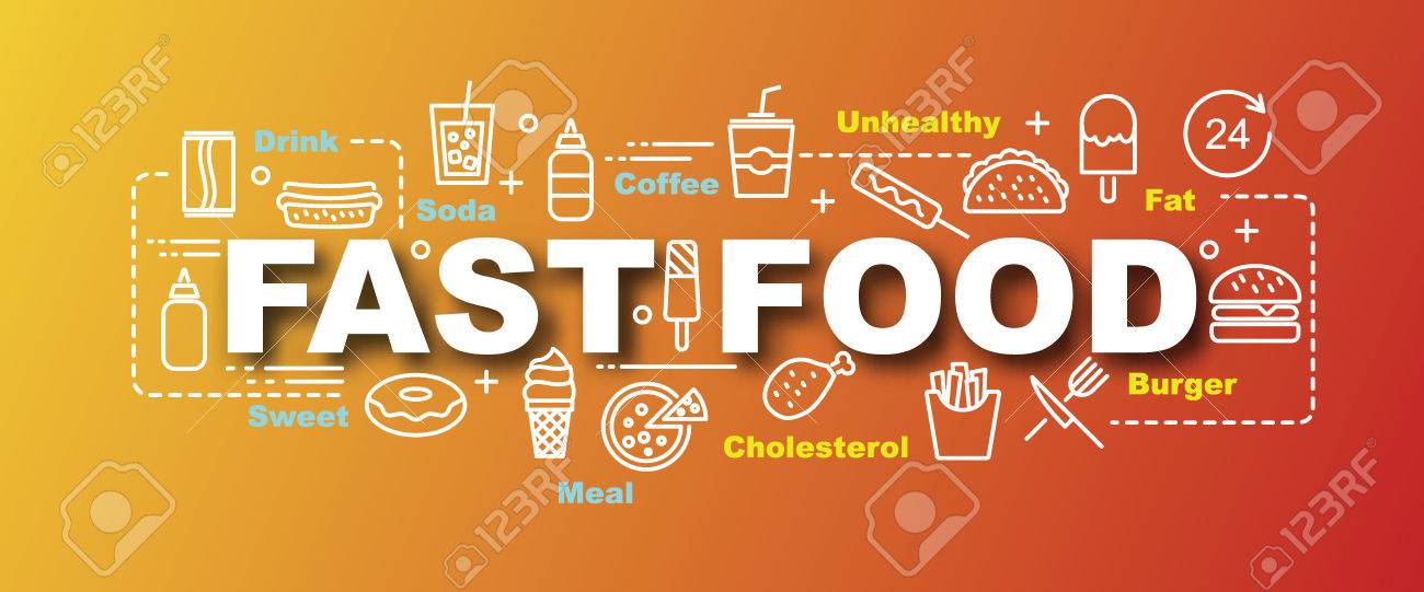 Fast Food Vector Trendy Banner Design Concept, Modern Style With Thin Line  Art Fast Food Icons On Gradient Colors Background Royalty Free SVG,  Cliparts, Vectors, And Stock Illustration. Image 79022622.