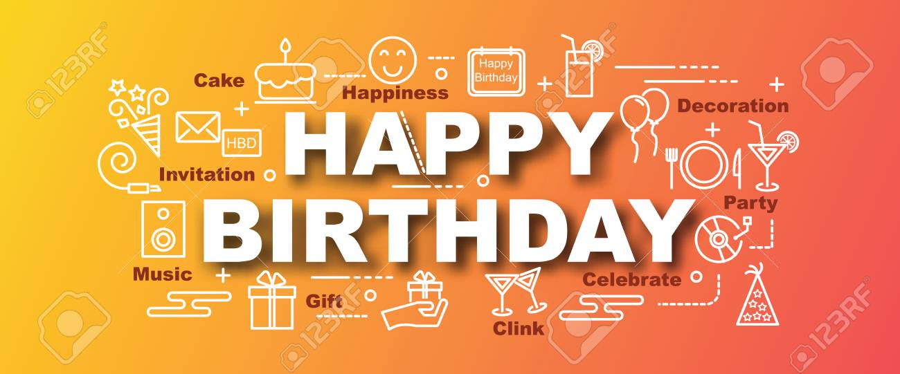 happy birthday minimal vector