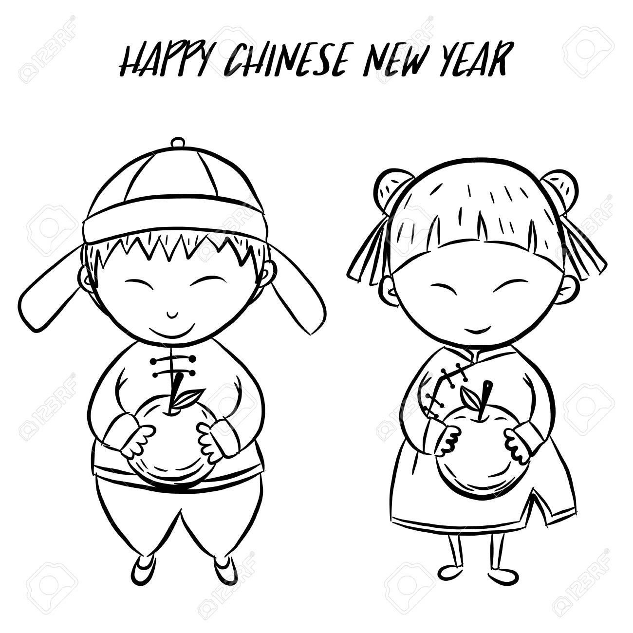 Happy Chinese New Year By Hand Drawing Boy And Girl Holding Orange On White Background Royalty Free Cliparts Vectors And Stock Illustration Image Happy Chinese New Year By Hand Drawing Boy And Girl Holding Orange On White Background Royalty Free Cliparts Vectors And Stock Illustration Image