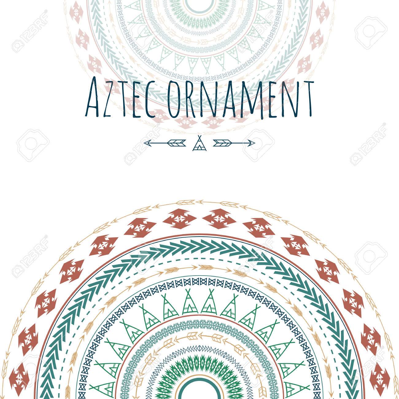 Aztec Ornament Circle Greeting Card Tribal Design For Your Own