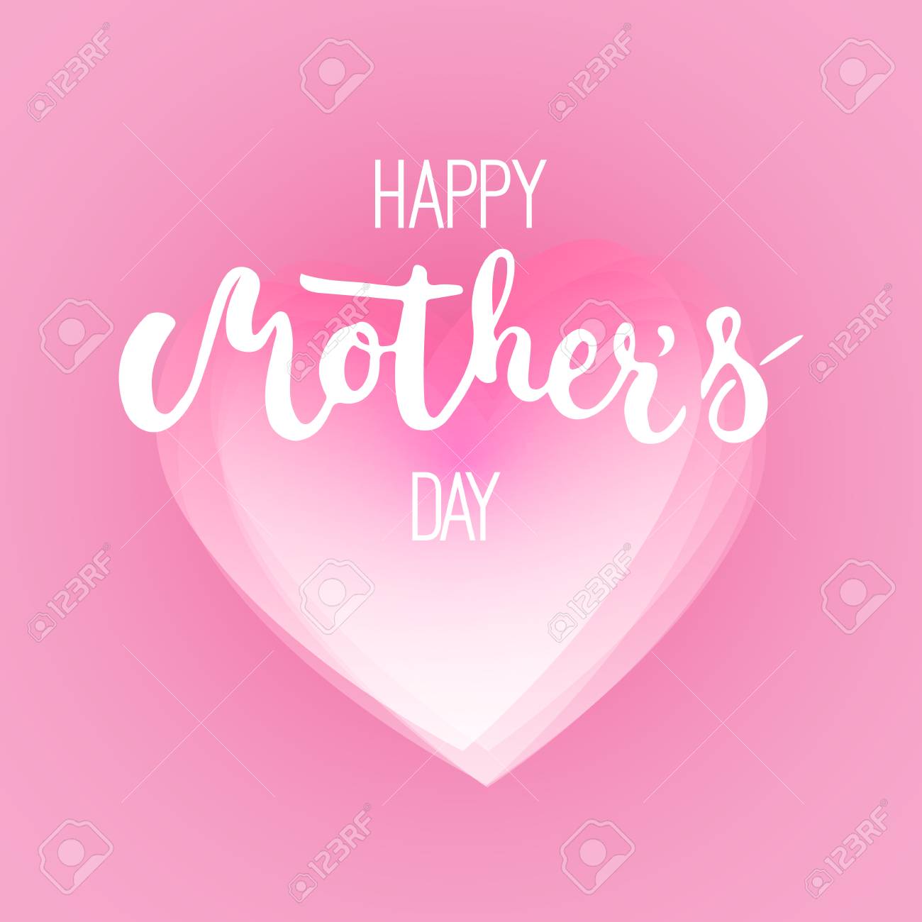 happy mother s day greeting card with pink heart on the pink