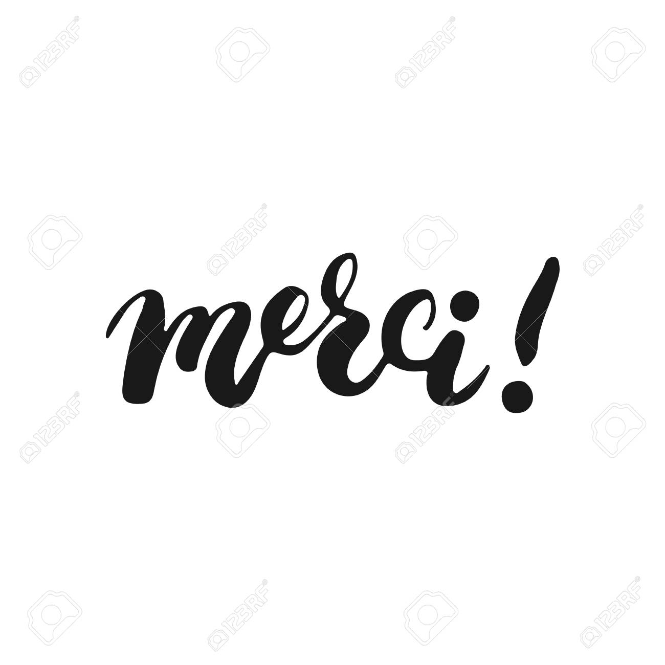hand drawn typography lettering phrase merci isolated on the merci design