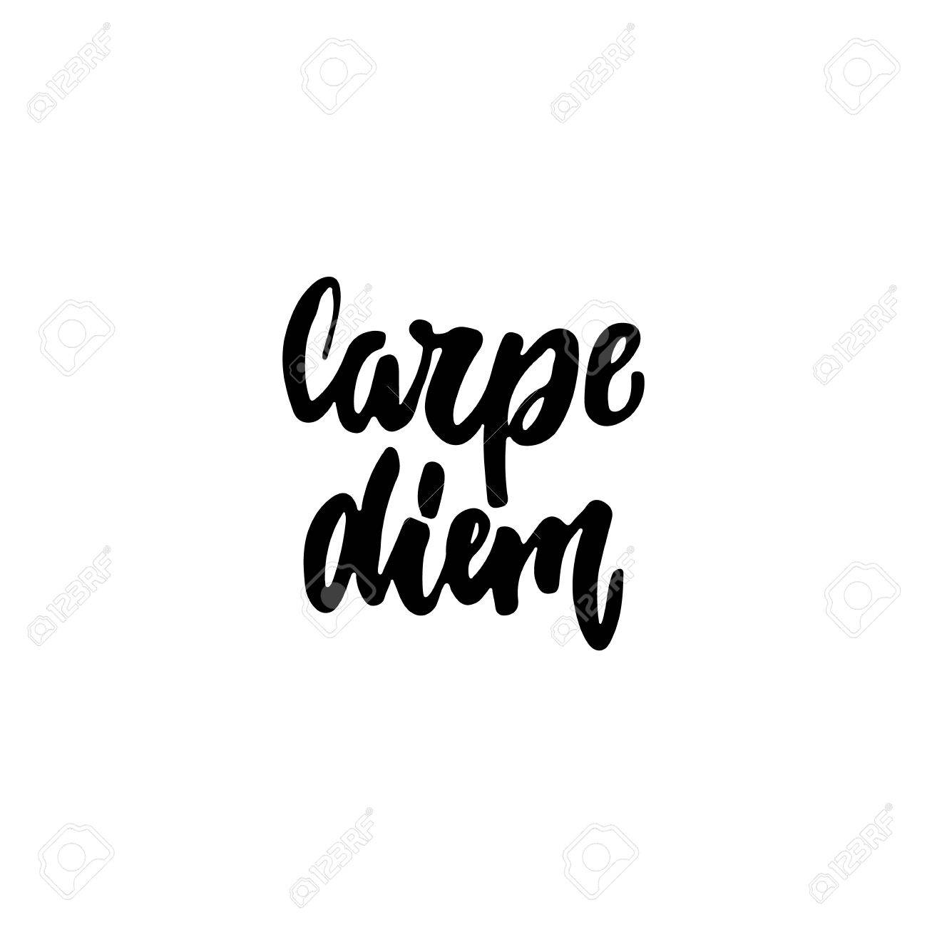 Carpe Diem Hand Drawn Lettering Latin Phrase Seize The Day Royalty Free Cliparts Vectors And Stock Illustration Image 74326912