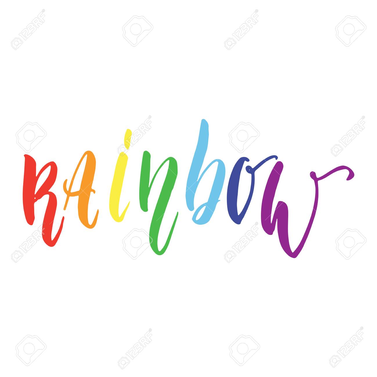 rainbow lgbt slogan hand drawn lettering quote with heart isolated