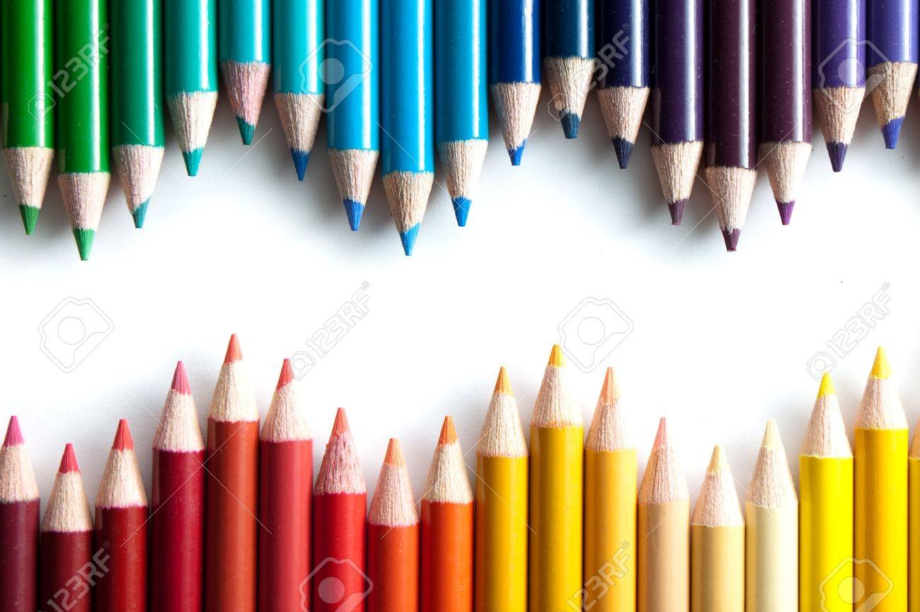 Colored Pencils Lined Up In Jagged Path Opposite Sides Of The Color Wheel Stock Photo Picture And Royalty Free Image Image