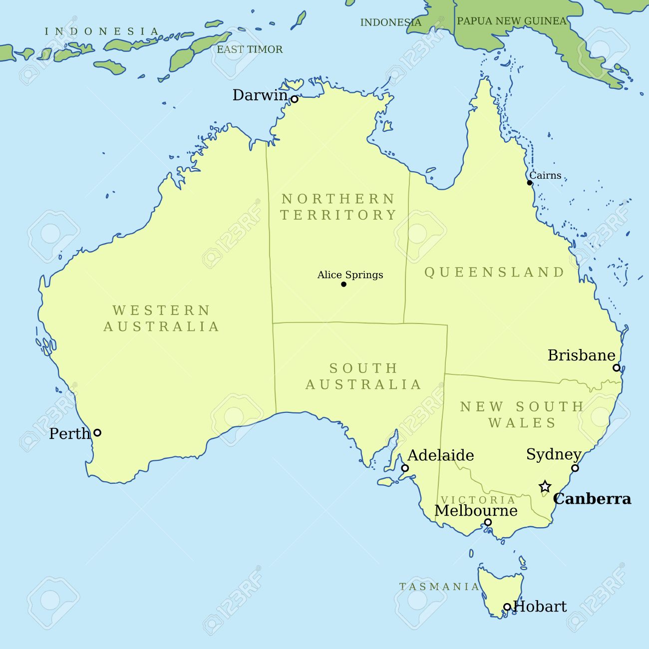 map of australia with all important cities and administrative division into states stock vector 15630003