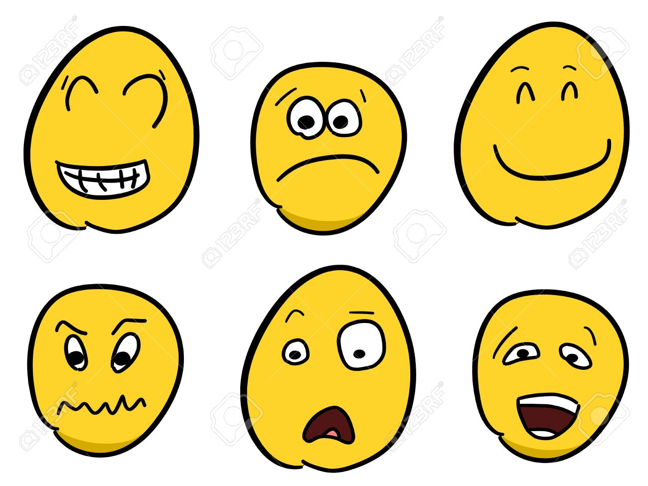 Smiley-Gesichter - Cartoon Emoticon Ausdrücke. Glücklich, Wütend Und  Verwirrt Bälle. Lizenzfrei Nutzbare Vektorgrafiken, Clip Arts,  Illustrationen. Image 18160391.