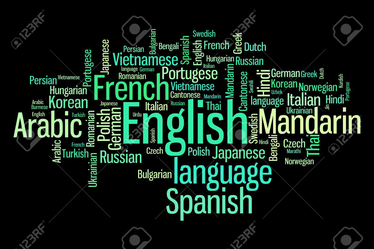 languages of the world word cloud illustration word collage stock